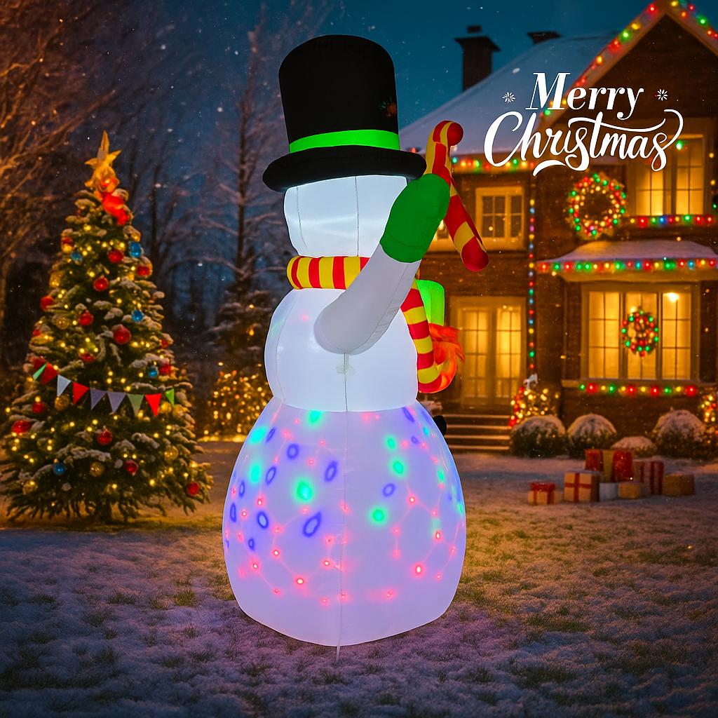 4.92FT Inflatable Toy Snowman Hat Christmas Decoration for Yard With LED Xmas Supplies Home Decoration Ornament Festive Gift