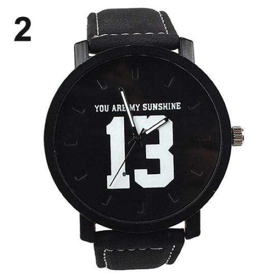 Unisex Couple Lover Number Dial Faux Leather Quartz Matching Wrist Watch