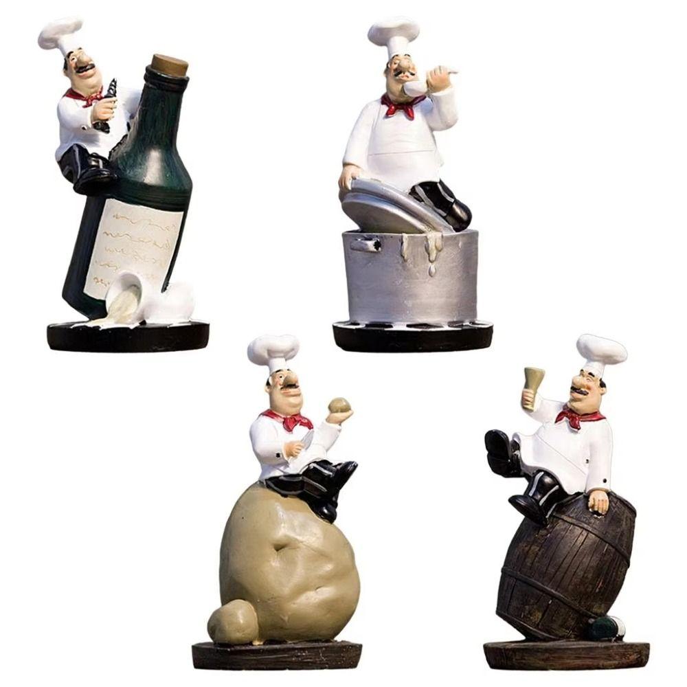 Handicraft Rustic Bakery Chef Resin Statue Simulated Kitchen Chef Figurine Balcony Garden Supplies