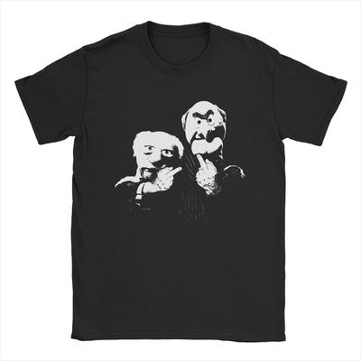 Statler és Waldorf középső ujj férfi pólók vicces pólók rövid ujjú kerek nyakkivágású póló tiszta pamut ajándékötlet ruházat