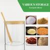 Kitchen Glass Condiment Jar Set Wood Lid with Tray Spoon Clear Spice Salt Container Dust-Proof Coffee Beans Organizer Bottle
