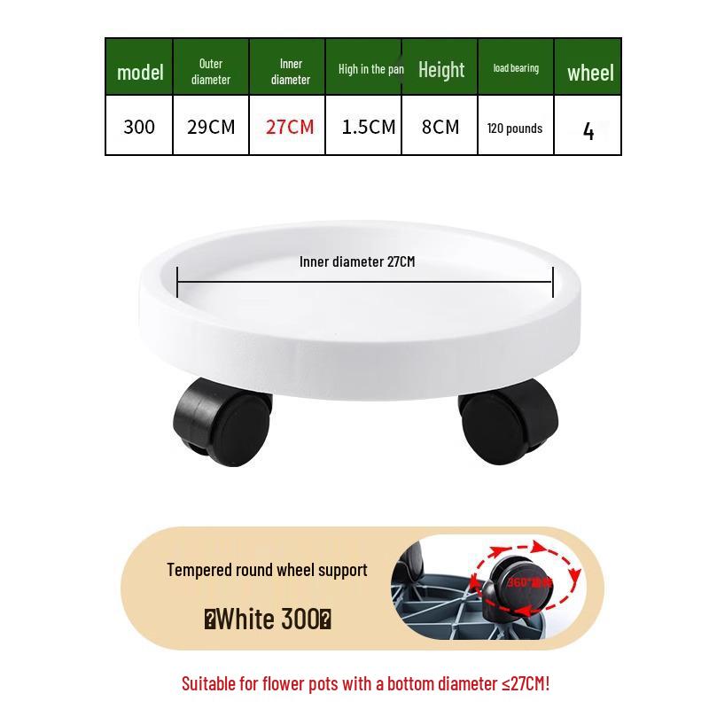 

Закаленный полимерный поднос для мобильного цветочного горшка с универсальными колесиками и водосборником.