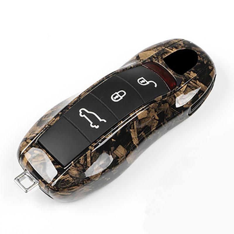 AABKS1 Luxury Plastics Wood Texture Design Car Key Case Fob Cover for Porsche Panamera Macan Boxster Cayman Cayenne 911 718