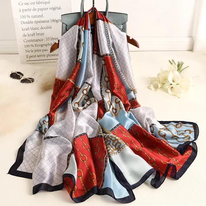 Spring Dustproof Print Shawls Winter Ethnic Style Satin Scarves Fashion Sunscreen Beach Towel Popular 180X90Cm Big Bandanna