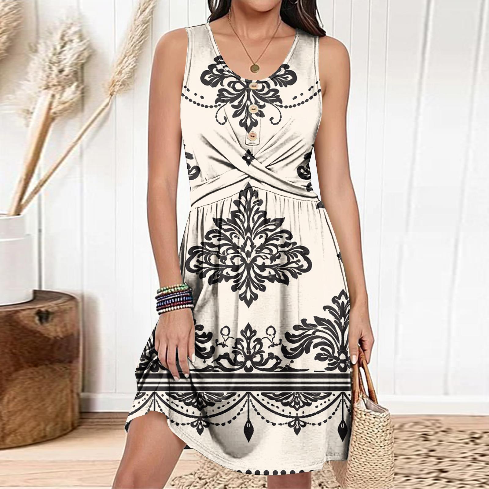 

Женское повседневное модное платье с круглым вырезом без рукавов, облегающее платье L бежевый