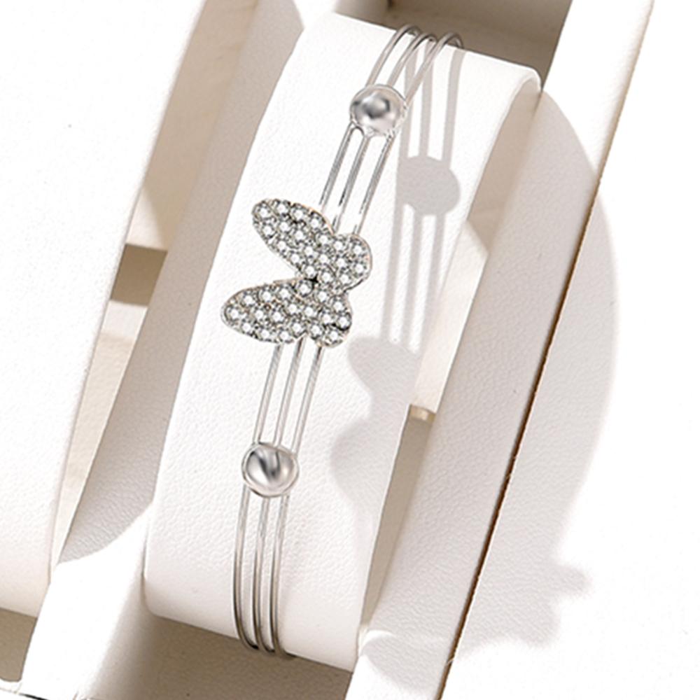 5 Piece Set Women Temperament Personality Versatility Butterfly Zircon Creative Love Necklace Ring Bracelet Earring Accessories