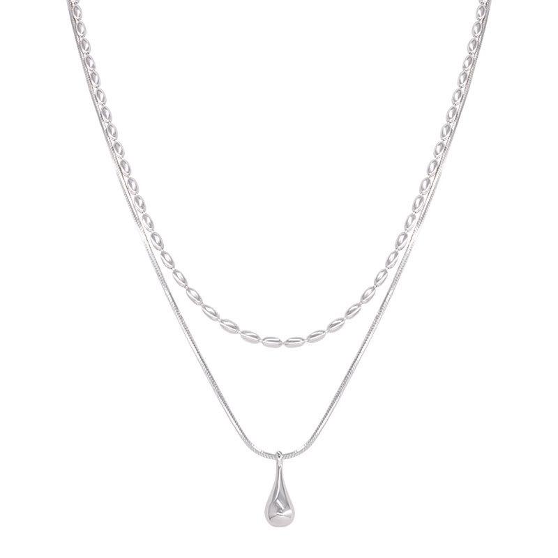 Minimalist Double Layer Necklace New Ins Small Droplet Pendant Neckchain