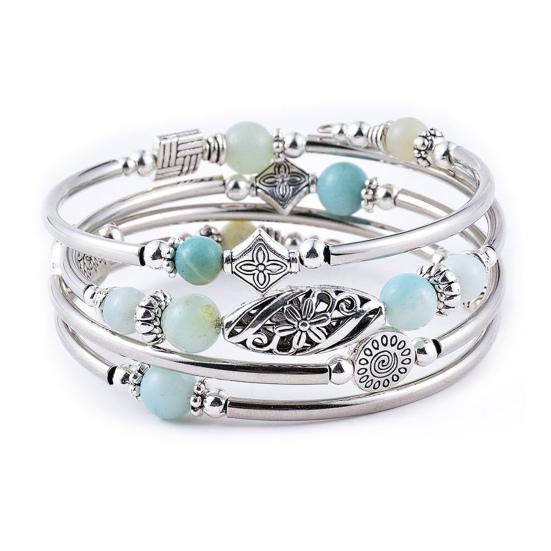 Beautiful Ethnic Hypoallergenic Female Bangle Turquoise Beads Wrap Bracelet Fashion Jewelry