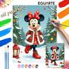 Minnie Mouse Christmas Winter Snow Tree Oil Paint by Numbers Painting Kit Hand Painted Home Decor Gift