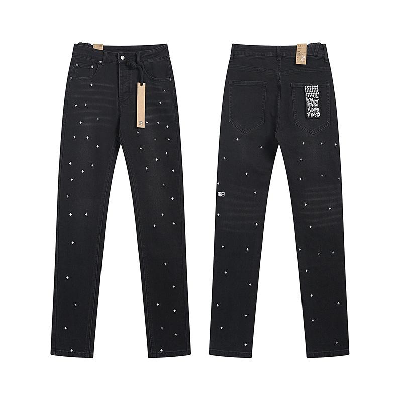 Purple Brand Ink Printing Meichao High Street Retro Ripped Casual Trend Denim Horn Pants Small Feet