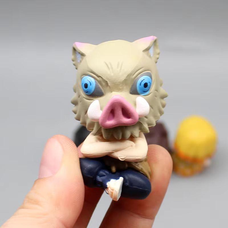 Demon Slayer 4Pcs Q Edition Kamado Tanjirou Nezuko Zenitsu Inosuke Sleep Desktop Decoration Toy Gift For Children