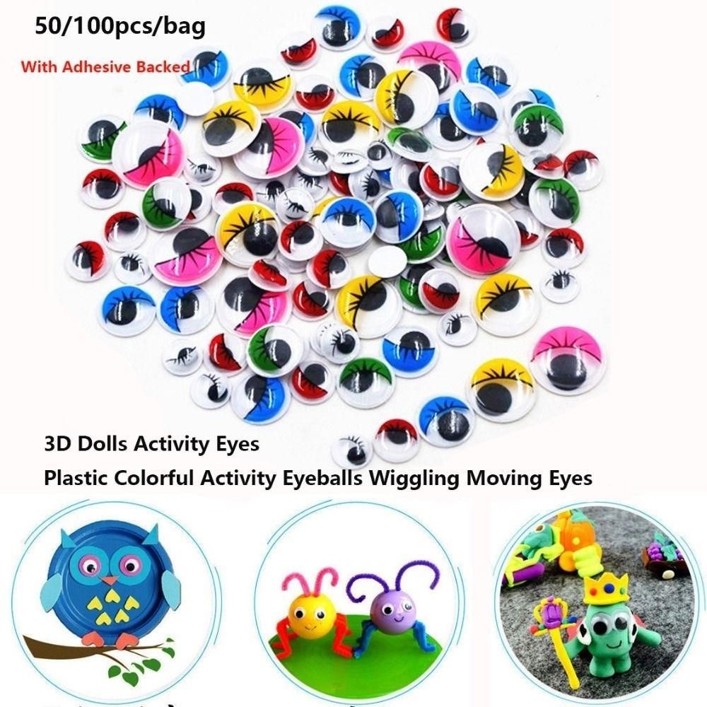 50/100pcs/bag with Eyelashes Colorful Activity Eyeballs 3D Wiggling Moving Eyes