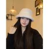 Women S Plush Bucket Hat Korean Style Solid Color Autumn Winter Warm