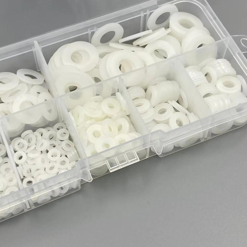 250/500PCS Plastic Sealing Ring White Black Flat Gasket Set New Flat Washer Kit for Screw Bolt