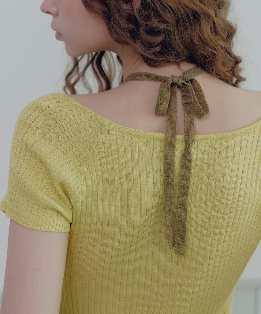 Teuwi Lowen Halter Layered Short Sleeve Knit