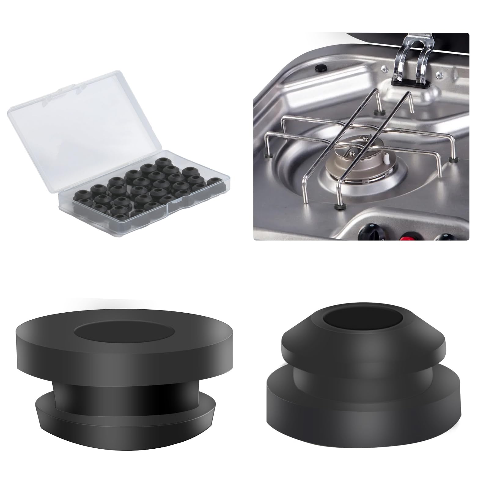 

30 шт. Резиновые втулки для автодома - 5 мм Подставки/ножки/заглушки для кастрюль для Dometic/Smev/Thetford чёрный