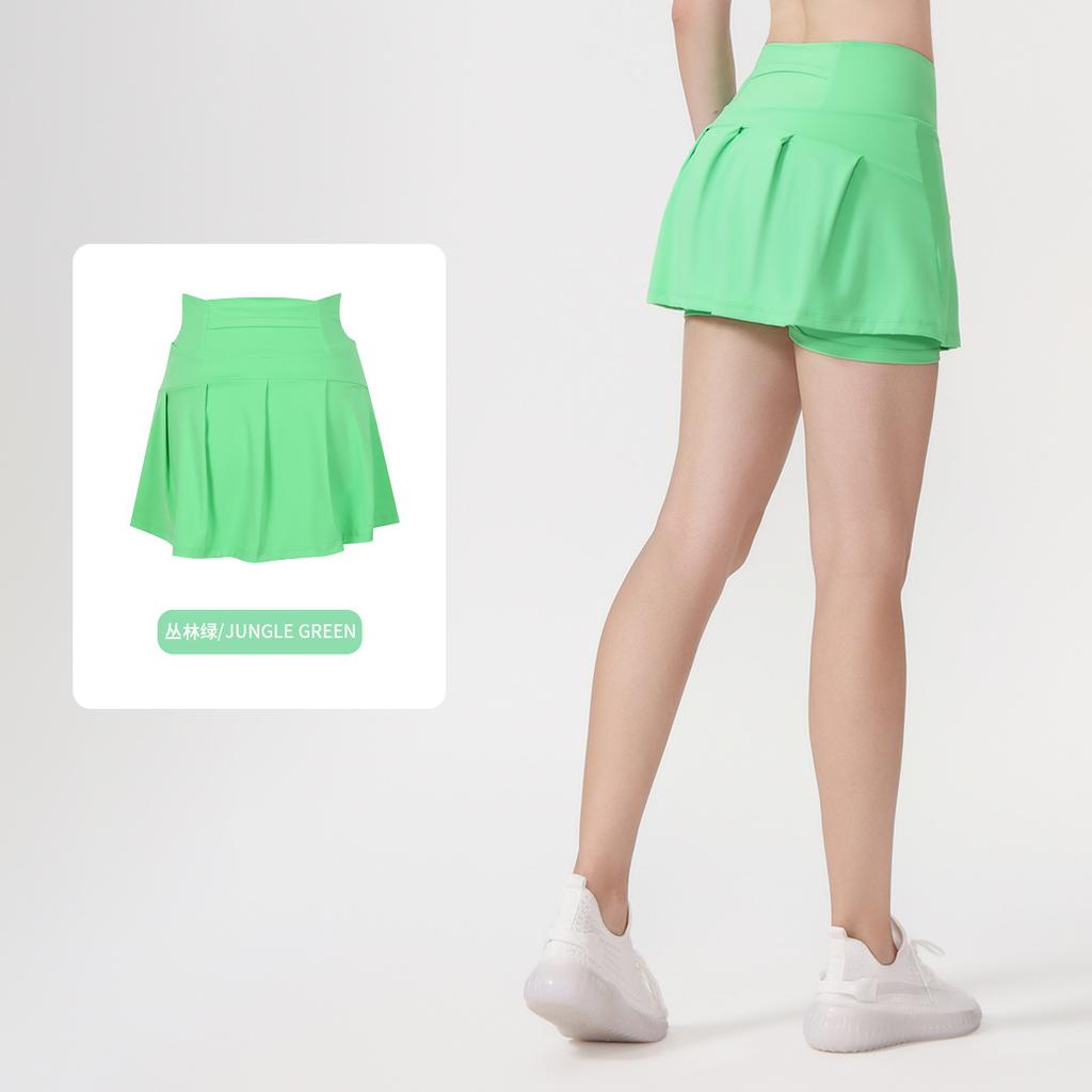 () Sports Tennis Skirt Women'S Anti-Light Fitness Skirt Fake Two-Piece Yoga Quick-Drying Pleated Skirt Shorts