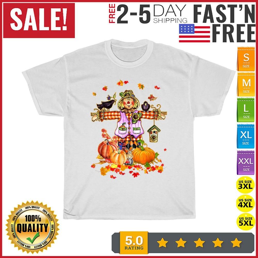 

Scarecrow Autumn Hello Fall Pumpkin Thanksgiving Halloween T Shirt Men Women NEW 4XL