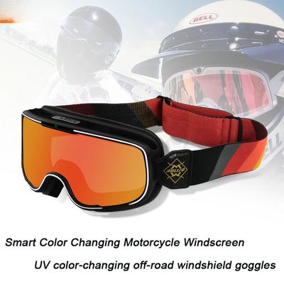 Motocross-Brille mit Anti-UV-Gurt, Retro-Reit-Rennhelm-Brille, farbwechselnde Offroad-Brille, UV400-Skibrille, Unisex