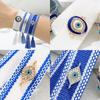 Eyes Woven Bracelets with Charms Stackable Wrap Fabric Bracelets