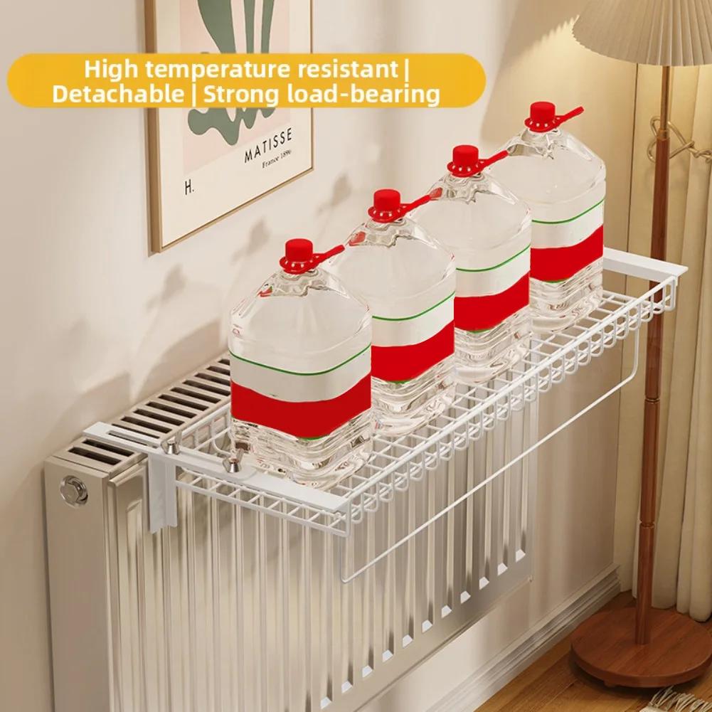 Robust Iron Radiator Rack with Punchfree Heating Pipe Hanger Design Adjustable Wall Spacing for Towels and Clothes