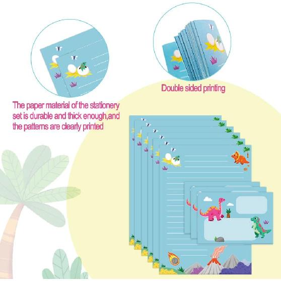 Cute Stationary kit Stationey Sets for girls and Boys, Stationery Paper With Lines Stationary Letter And Envelopes Set For Kids, 30 Writing Paper and