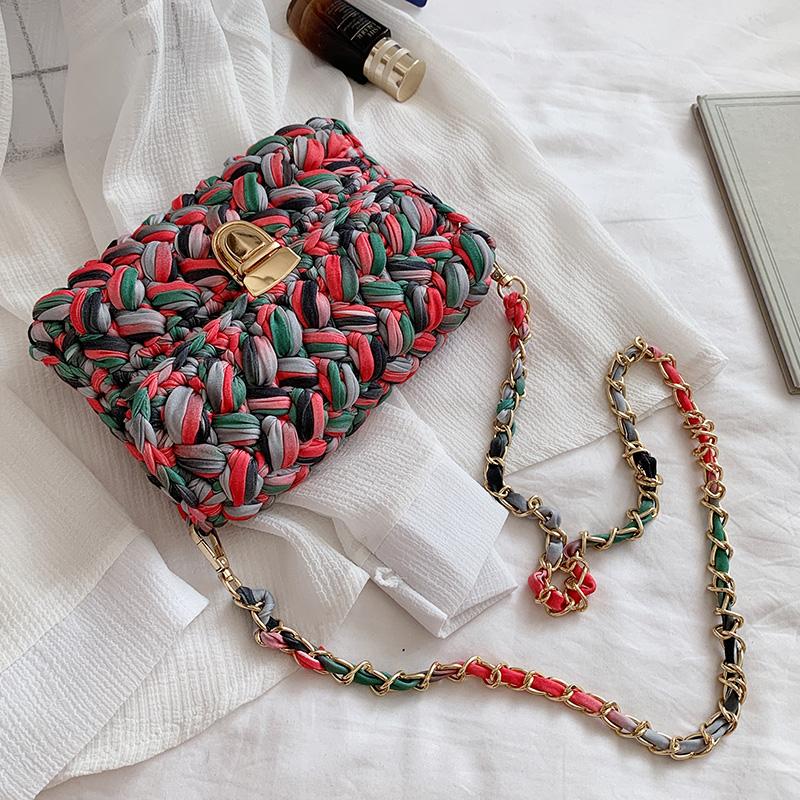 Bolsas de Mão Femininas da Moda Bolsa de Tecido Alça de Crochê Casual Ombro Transversal Clutch