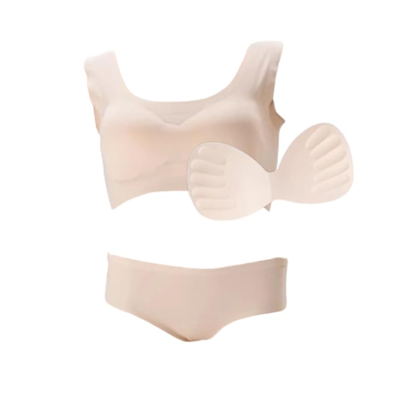 

[Ballet specialty store Mignon] underwear sports bra shorts top and bottom set seamless and Bra (with bra cup) (beige, M)