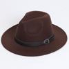 Einfarbiger Filz-Fedora-Hut Britischer Retro-Stil Unisex Flacher Rand Gentleman Flache Krone