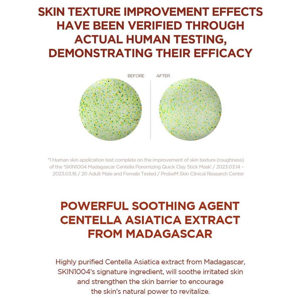 Skin1004 Masca cu Argilă Stick Poremizing Quick Centella Madagascar 27g, Curățare Profundă, Controlul Sebumului, Calmantă, Portabilă, K-Beauty, Machiaj Coreean