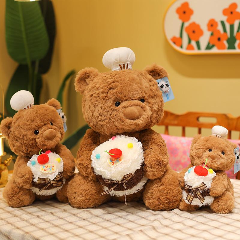 Chef Cake Bear Doll Cute Teddy Bear Plush Toy Girl Sleeping Pillow Gift