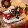 Christmas Red Truck Ornament Stable Base Synthetic Resin Car Figure Versatile Desktop Shelf Tree Decor