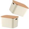 Cream Colored Stackable Storage Box With Lid Multi Purpose Organizer Storage Containers For Home Office Closet