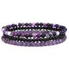 3pcs Amethysts Purple Agates Elastic Bracelets For Women Men Natural Stone Tiger Eye Black Onyx 4mm Beads Bracelet Set Jewelry