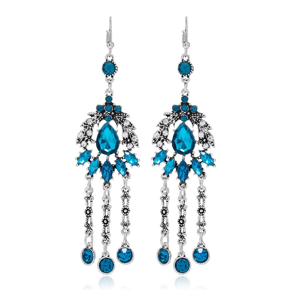 

Модные серьги, ретро-индивидуальные универсальные серьги с каплями воды и бриллиантами озеро синий