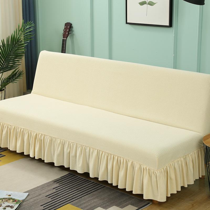 Folding Sofa Bed Cover Without Armrests, Solid Color Thickened Sofa Bed Cover, Simple Modern Sofa Cover All-Inclusive Skirt