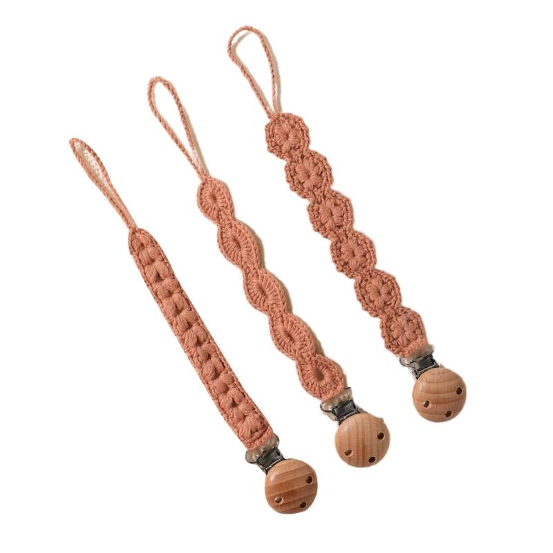 3pcs Newborns Dummy Chain Baby Soother Chain Pacifier Holder Woven Dummy Clip Toddlers Infant Pacifier Strap Baby Supply