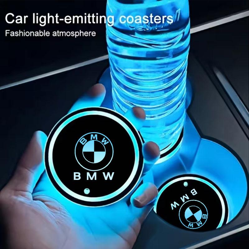 DLCP9 Car LED Cup Holder Light Mats Coasters Atmosphere Light For BMW M E46 E90 E60 F30 F10 E39 E36 G20 G30 F20 E87 E92 Accessories