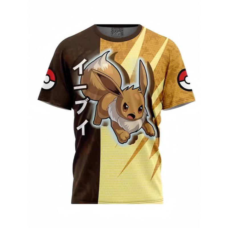 T-shirt Summertime Child Woman Man Printing Short Sleeves Japanese Anime Magical Pet Genie Pattern