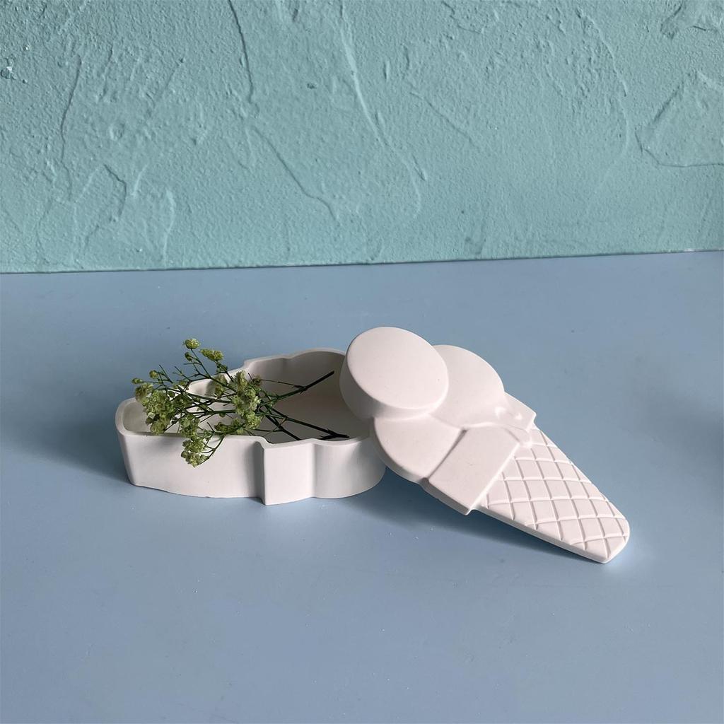 Ice Cream Shaped Storage Container Epoxy Mould High Temperatures Resistant Silicone Mold for Jewelry Box with Lid