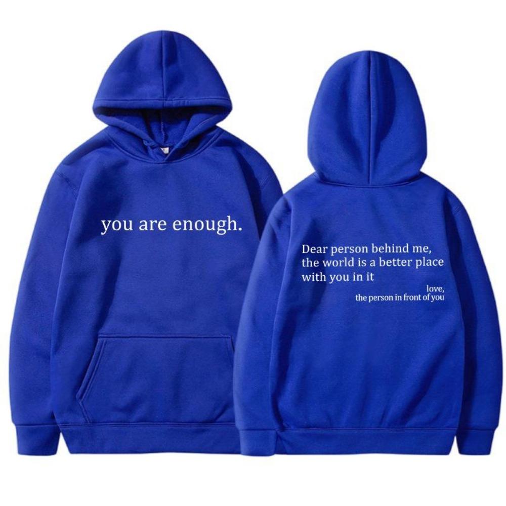 Women'S Shoulder Sleeve Fleece Sweater Plain Letter Print Kangaroo Pocket Drawstring Print Hoodie