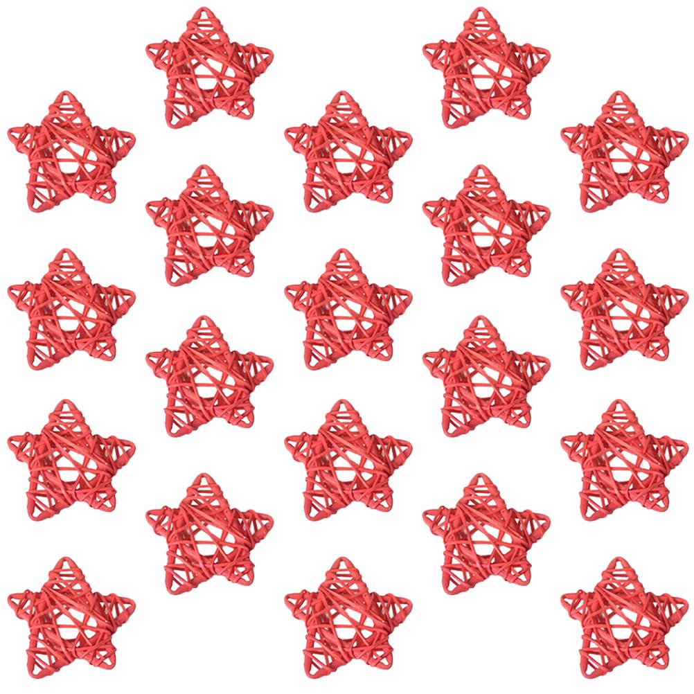 20 Stück Weihnachts Fünfzackiger Stern Deko Rattan Sterne Natürlich DIY Heim Hochzeitsdekoration Hängeornament für Mittelstück Schale