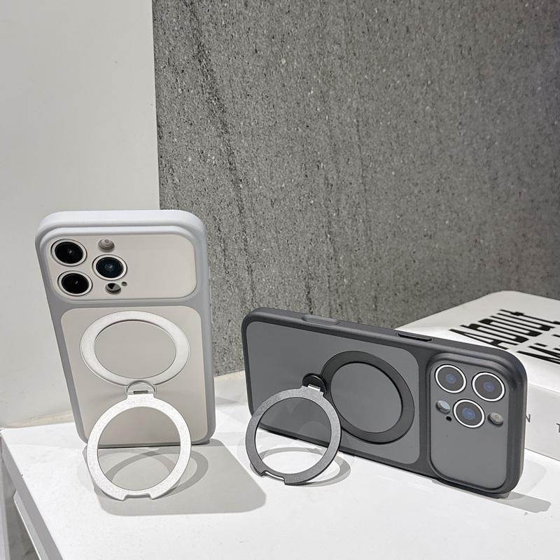 Magnetic Ring Holder Case For iPhone 17 16 15 14 13 Pro Max Luxury Contrast Color Skin Feel Hybrid PC Shockproof Matte Phone Stand Cover