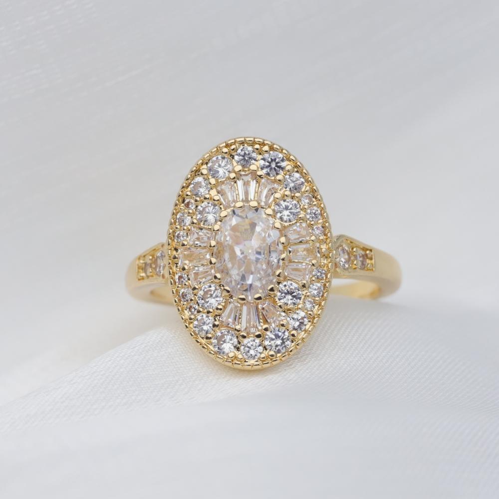Elegant Oval Zirconia Open Ring Surround Design Adjustable Bridal Ring Wedding Party Gift