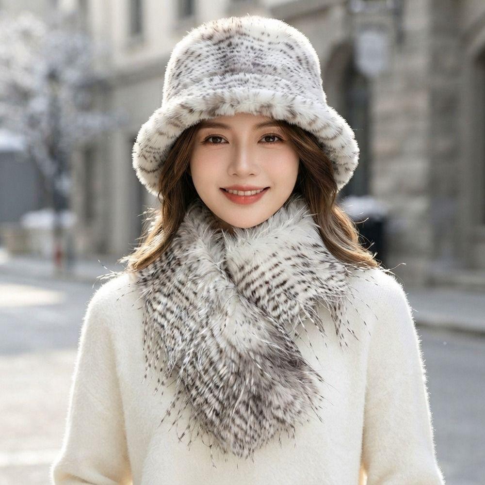 Warm Faux Fur Scarf Thick Winter Plush Scarf Elegant Shawl Wrap Neck Accessories