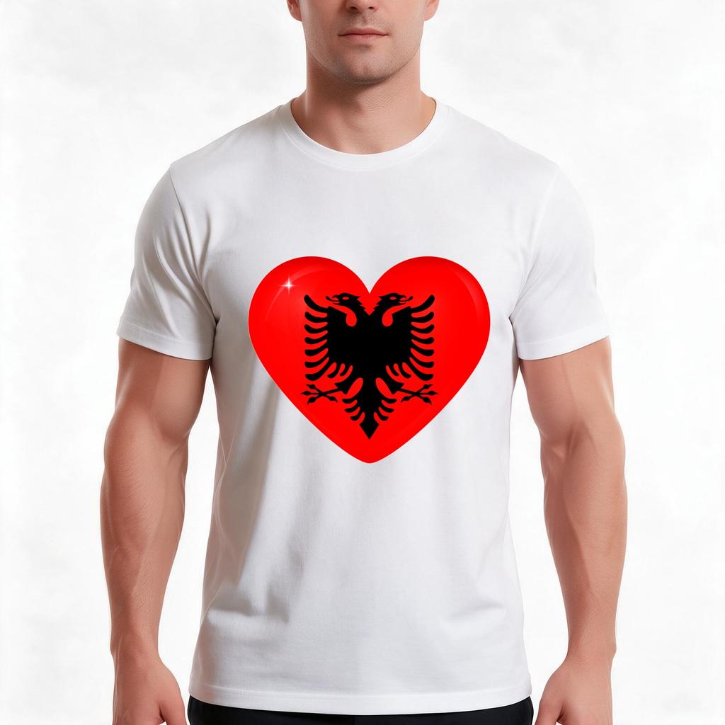 Love Albania Tshirt Summer Casual Cotton Tee Oversized Streetwear Tops Vintage Graphic Print Loose Fit Short Sleeve
