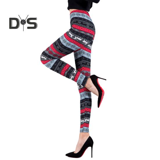 Autumn Winter Women Pants Snowflake Elk Print High Waist Tummy Control Soft Elastic Thermal Skinny Butt lifted Yoga Trousers Lady Leggings