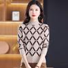 Winter Locker sitzender Pullover Spleißen Halber hoher Kragen Dicker Pullover Damen Jacquardstrick Basis