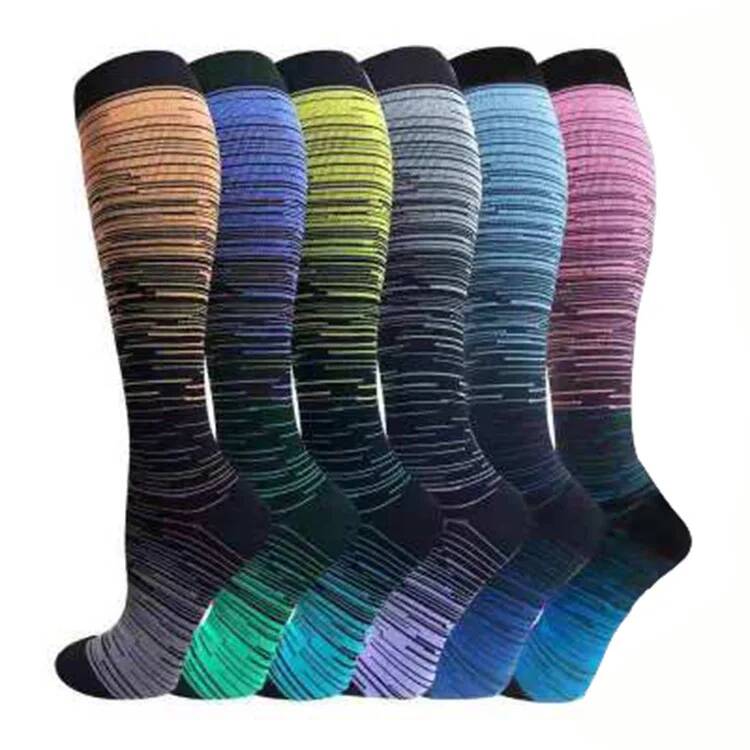 Compression Stockings Men Women Running Stripes Dots Love Claws Stars Sport Flight Nylon Varicose Veins Knee Long Socks
