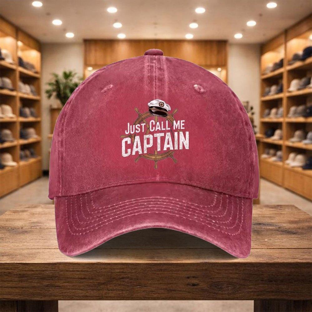 pc Adjustable Duckbill Baseball Cap with Just Call Me Captain Text  Lightweight Unisex Snapback Hat Suitable for Sports Tra